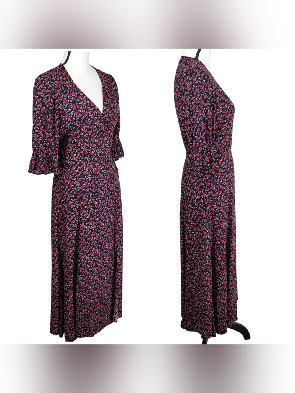 Reformation Judith Mabel Ditsy Floral Maxi Wrap Dress Viscose Size M - Picture 10 of 15